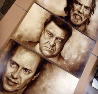 image of portaits on wood