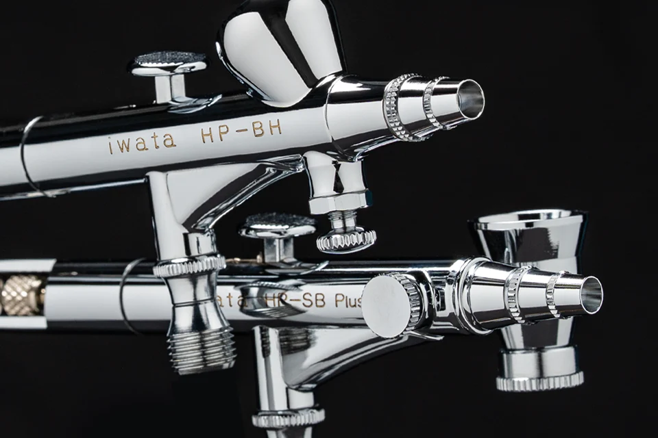 Two Iwata Airbrushes, One Gravity Feed and One Side Feed